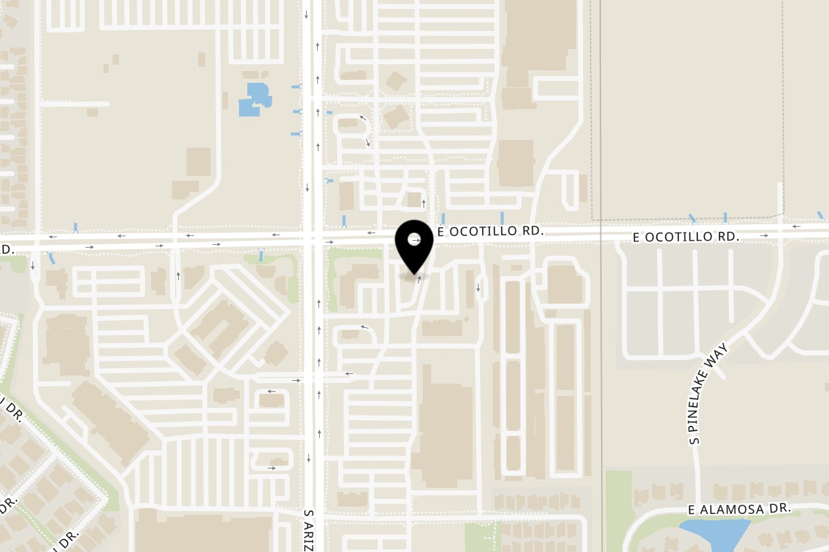 Map showing the location of Filiberto's Mexican Food on 4035 S Arizona Ave in Chandler